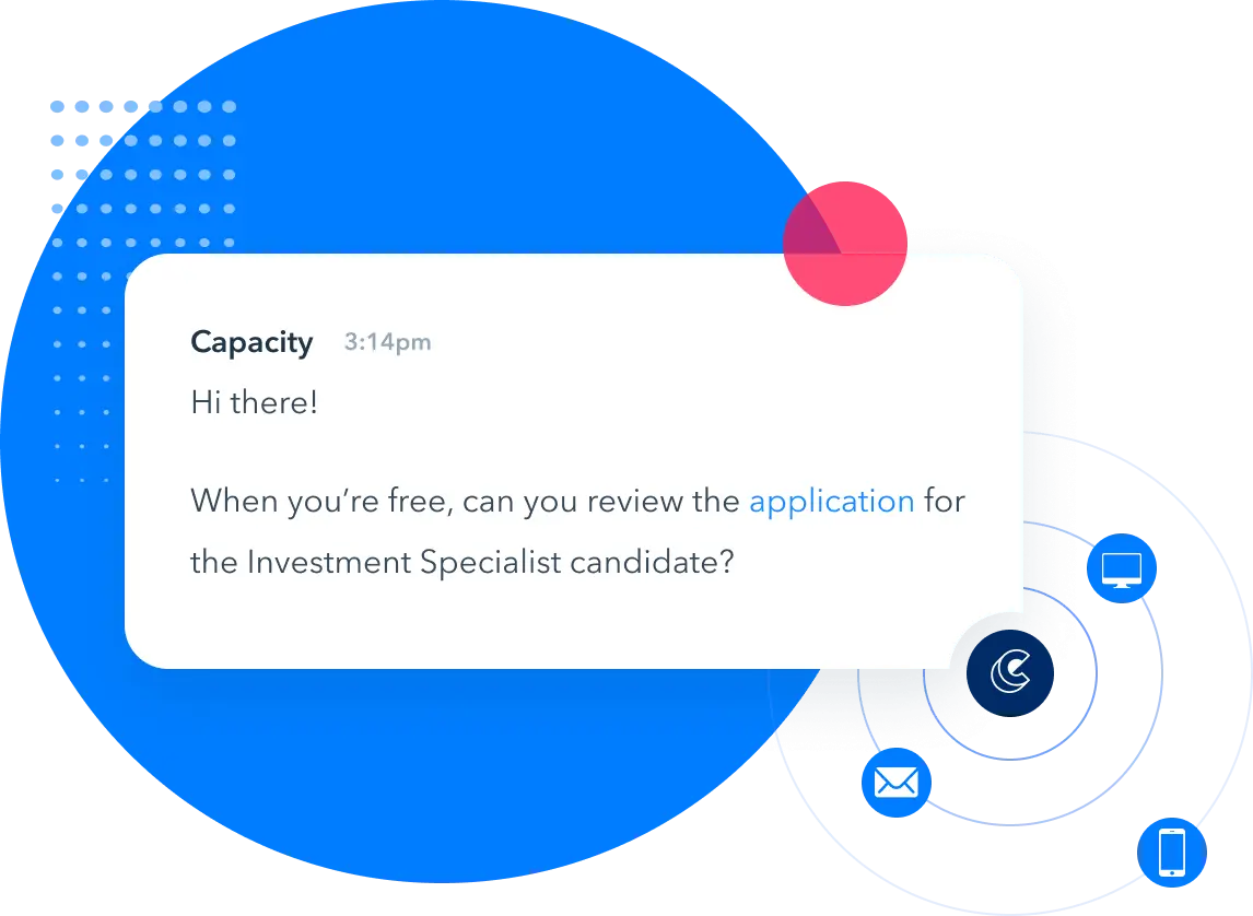 An illustration that shows how Capacity only enables the right team members to see certain information.