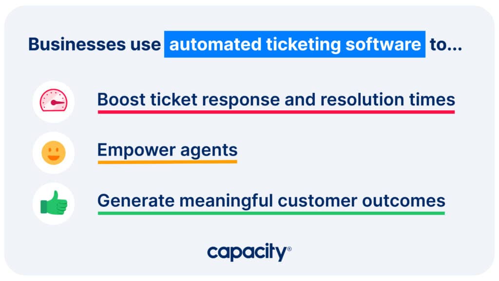 Image showing three ways businesses use automated ticketing software.