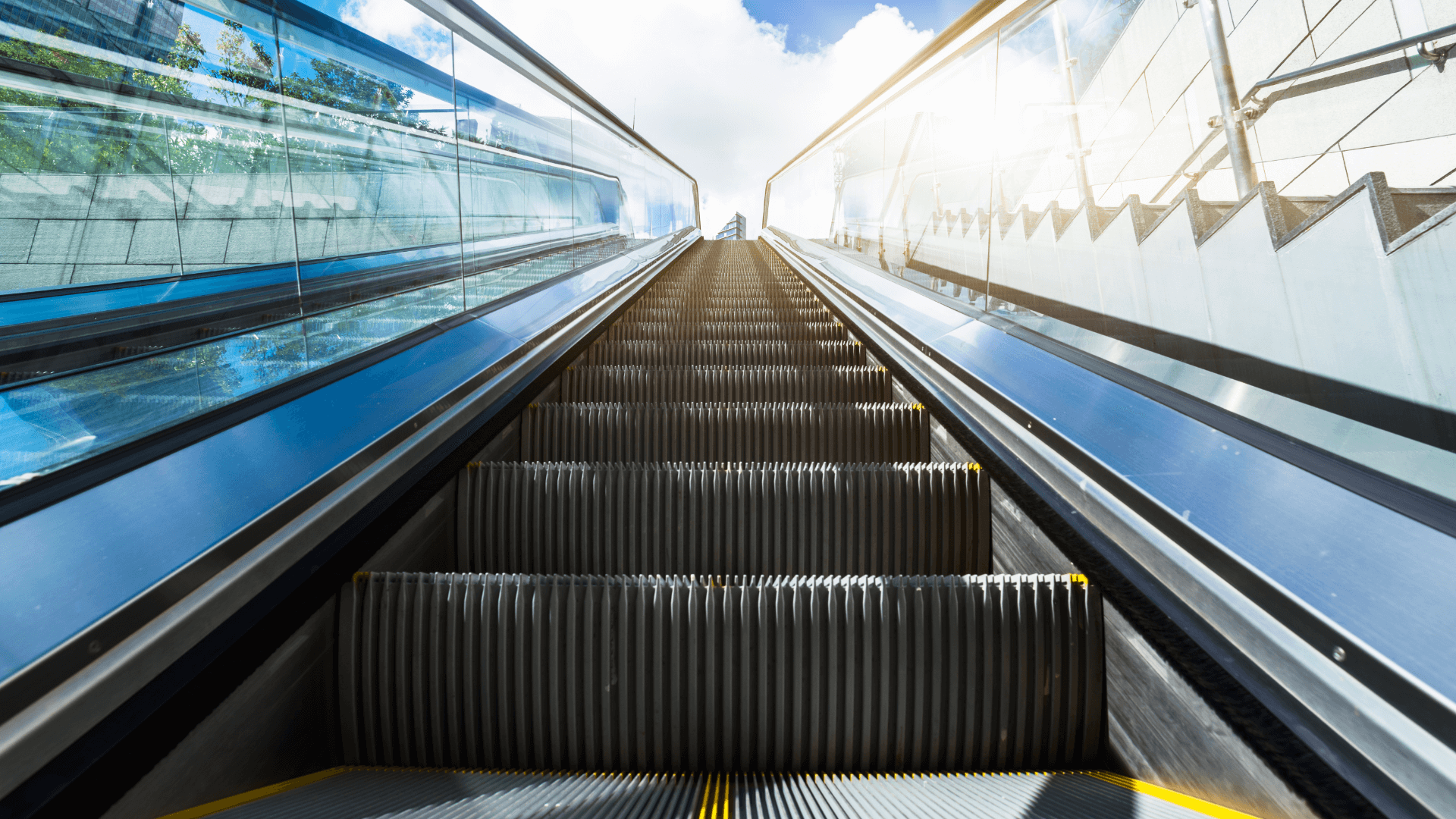 An image of escalators. Process automation in real life.
