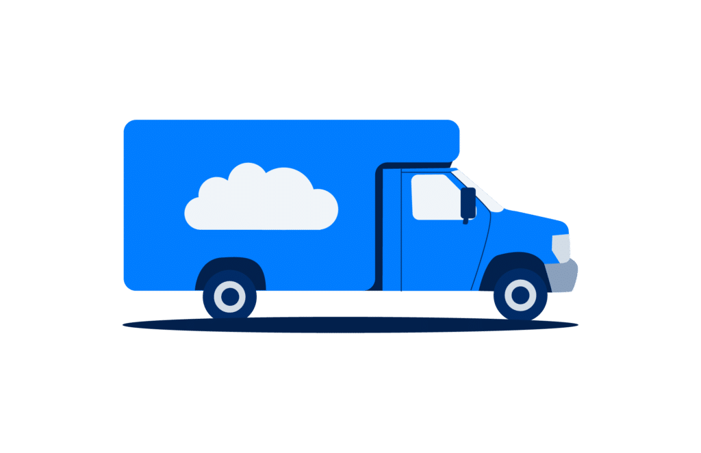Illustration of a moving truck with a cloud on it