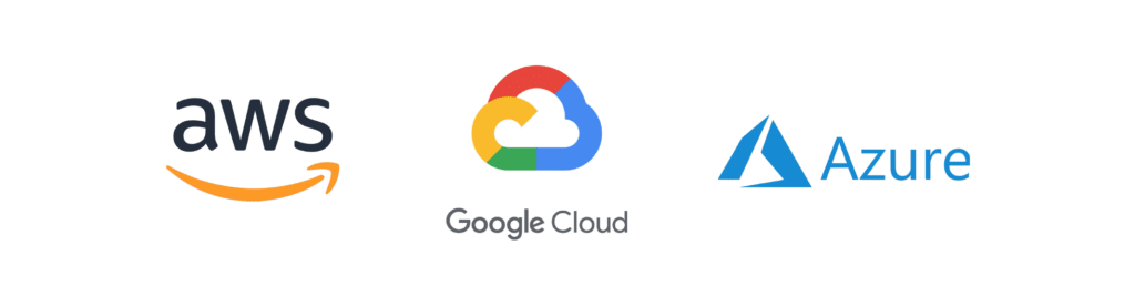 AWS, Goggle Cloud, and Azure logos