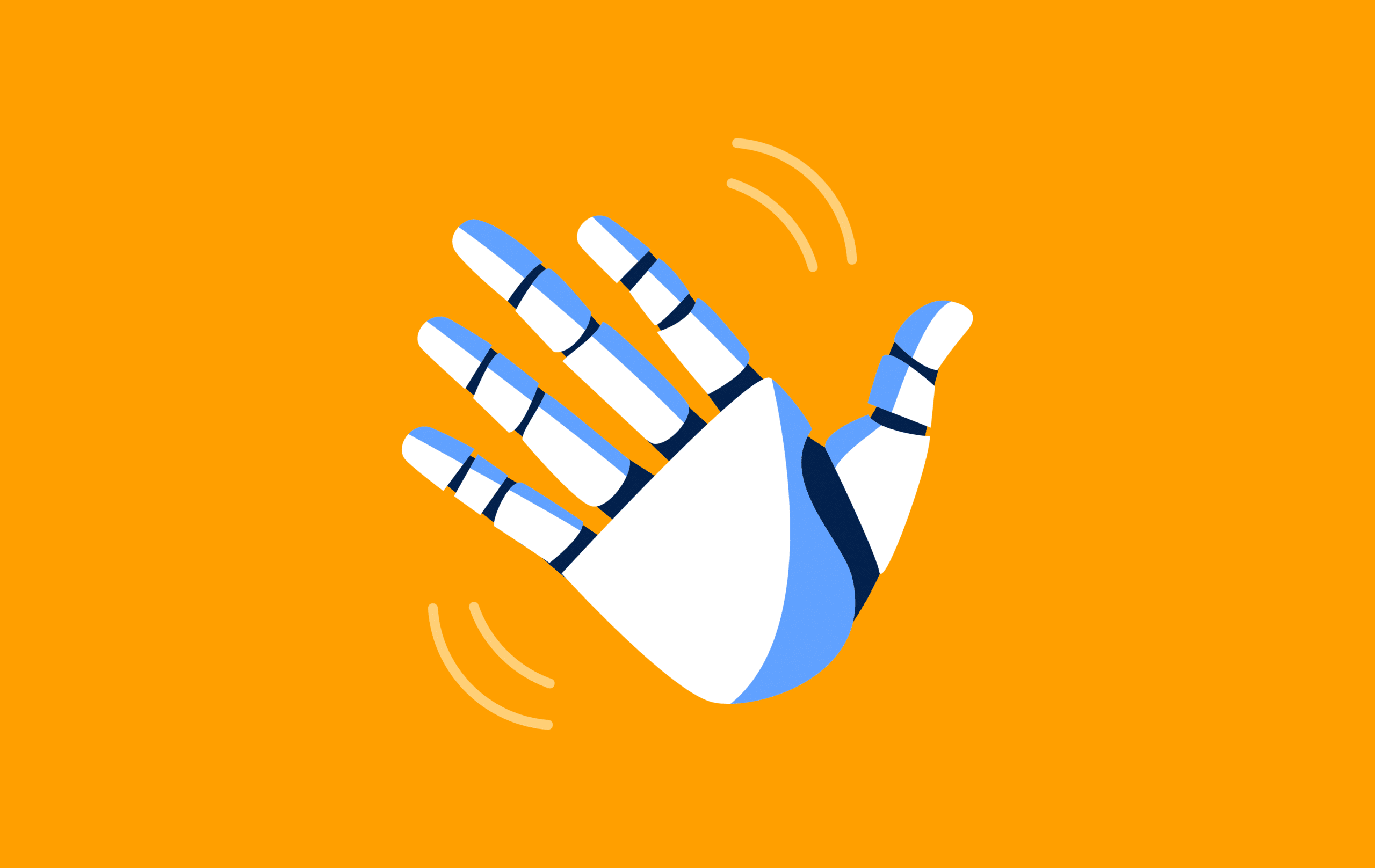 An abstract illustration of a chatbot's hand waving
