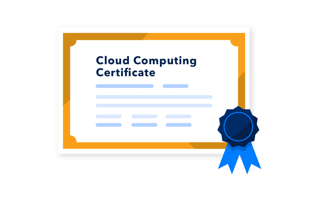 Illustration of a cloud computing certificate