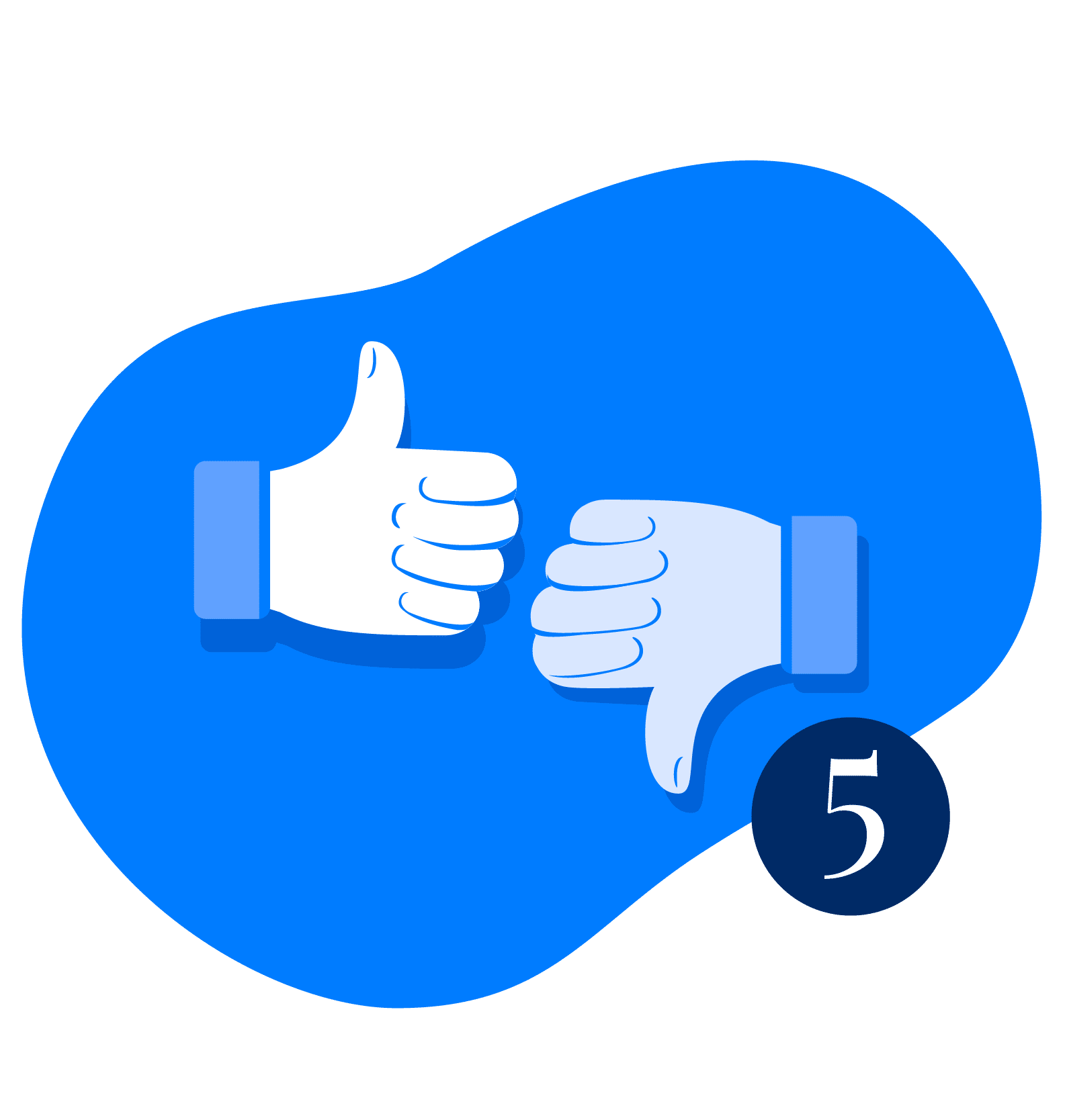 Test and train the AI, illustration of a thumbs-up and a thumbs-down
