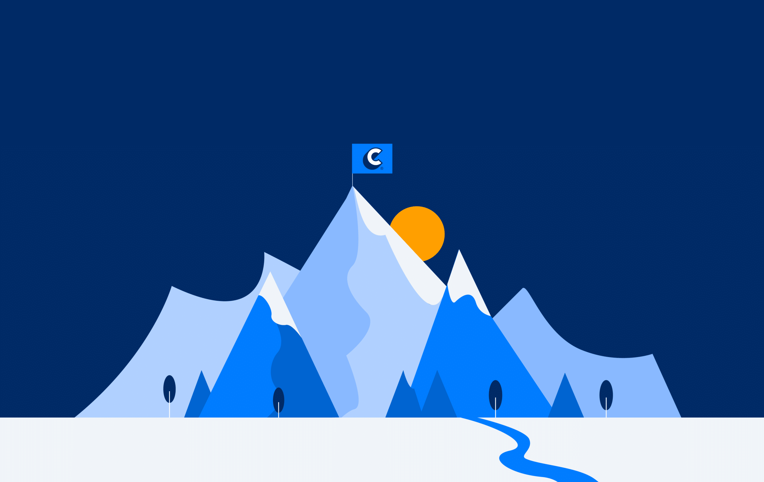 an illustration of a mountain with a Capacity branded flag at the peak