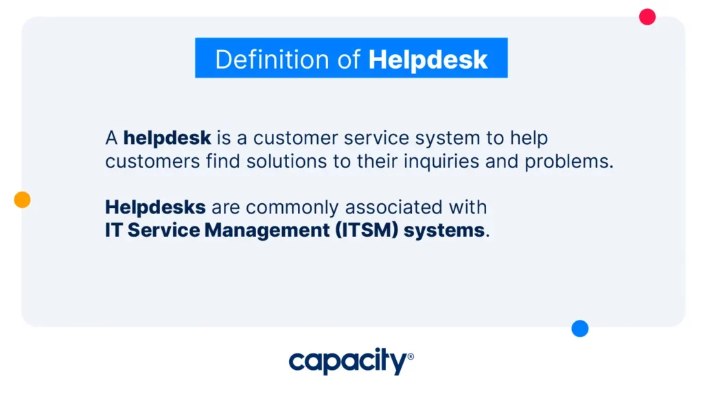 This graphic explains the definition of a helpdesk