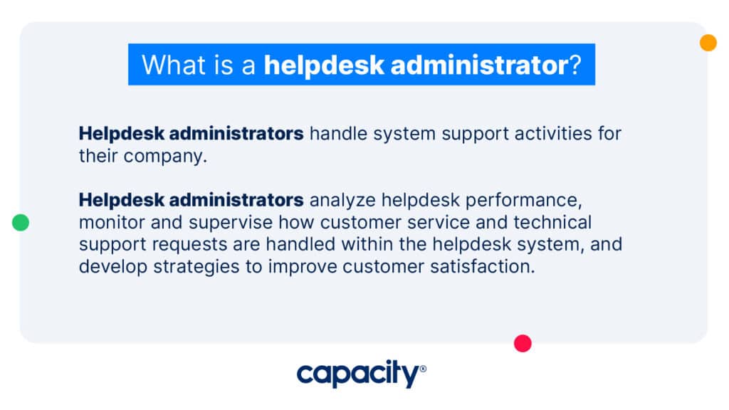 Image explaining the definition of a helpdesk administrator.