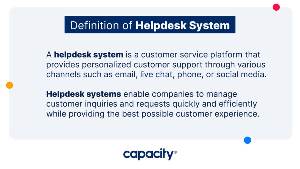 Image explaining the definition of helpdesk system.