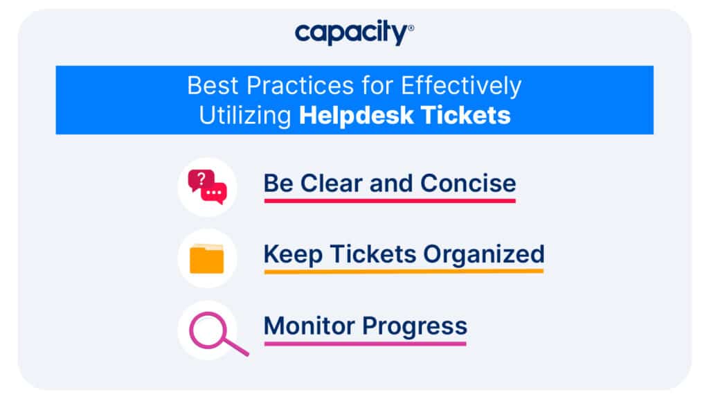 Image showing best practices for using helpdesk tickets.