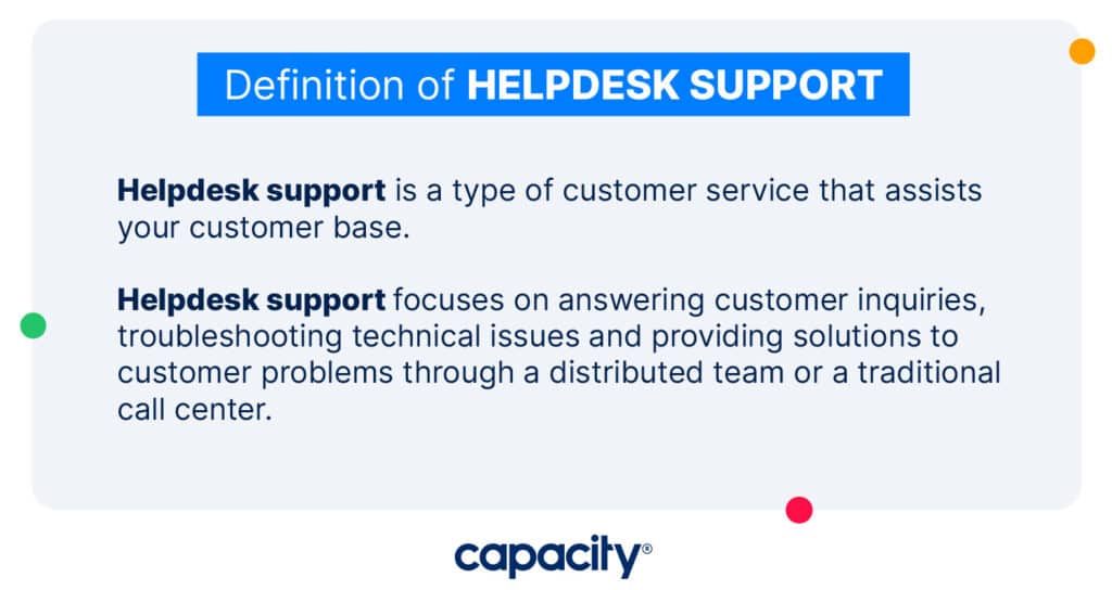 Image explaining the definition of helpdesk support.