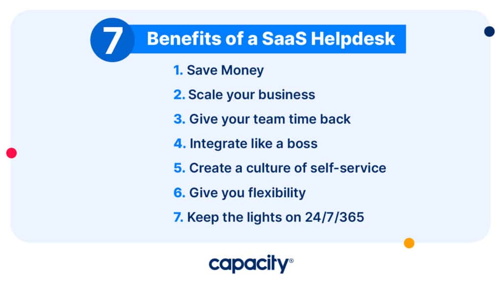 Image showing the benefits of saas helpdesk solutions.