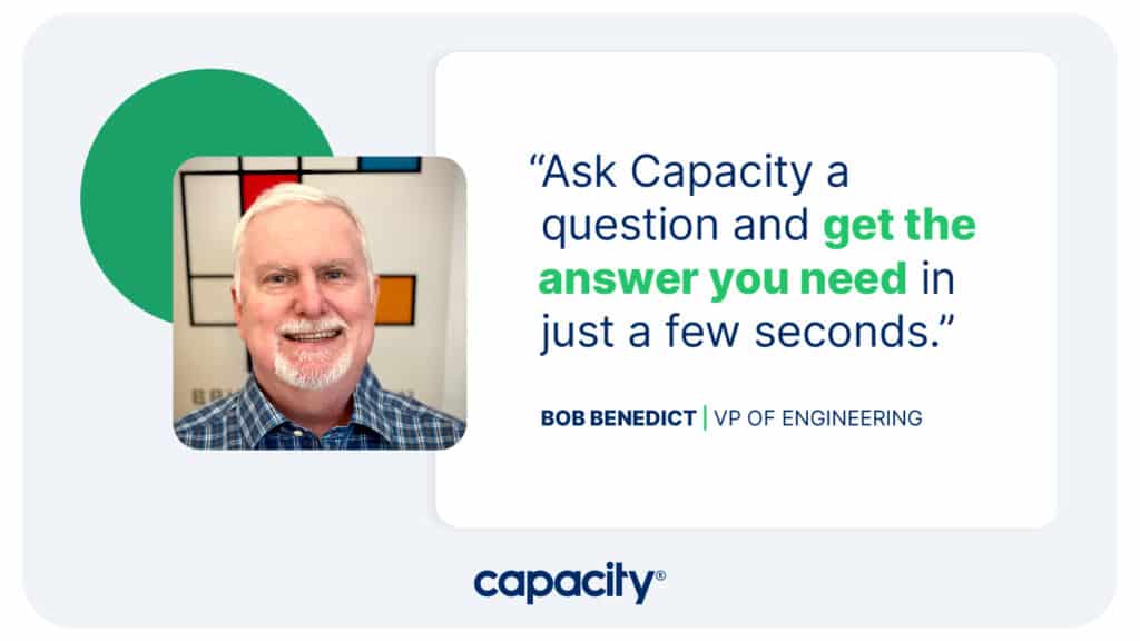 Image showing a quote from VP of Engineering at Capacity.