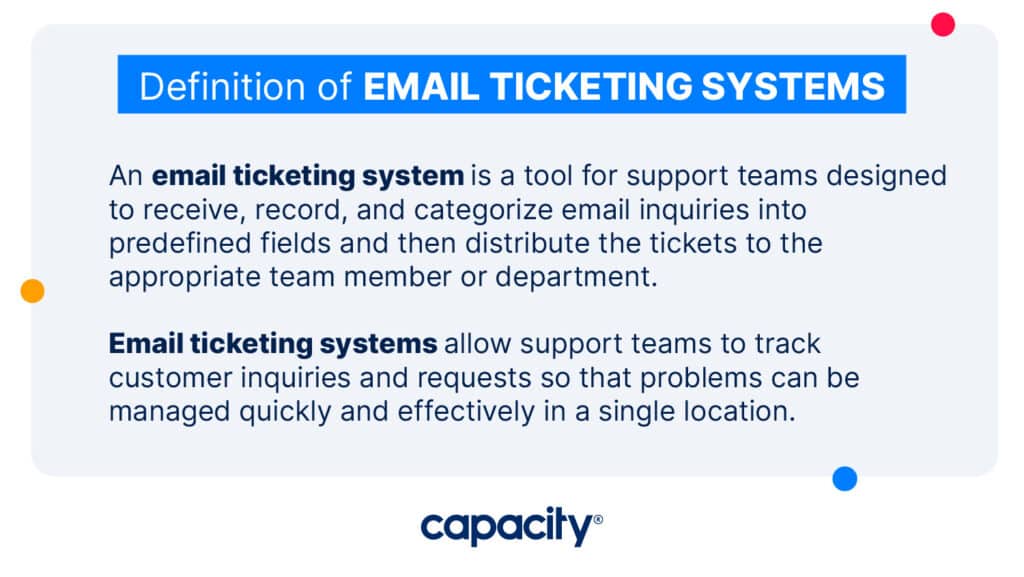 Image showing the definition of an email ticketing system.