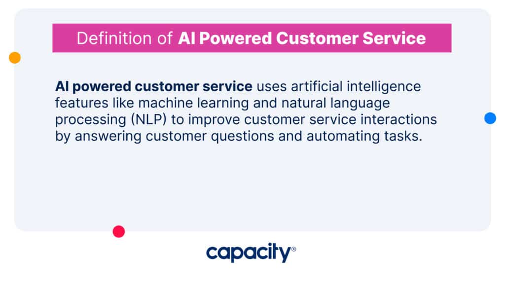 Image of the definition for AI powered customer service.