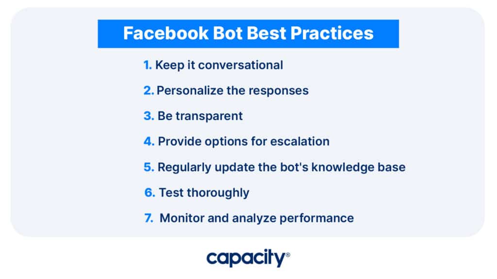 Image showing facebook bot best practices.