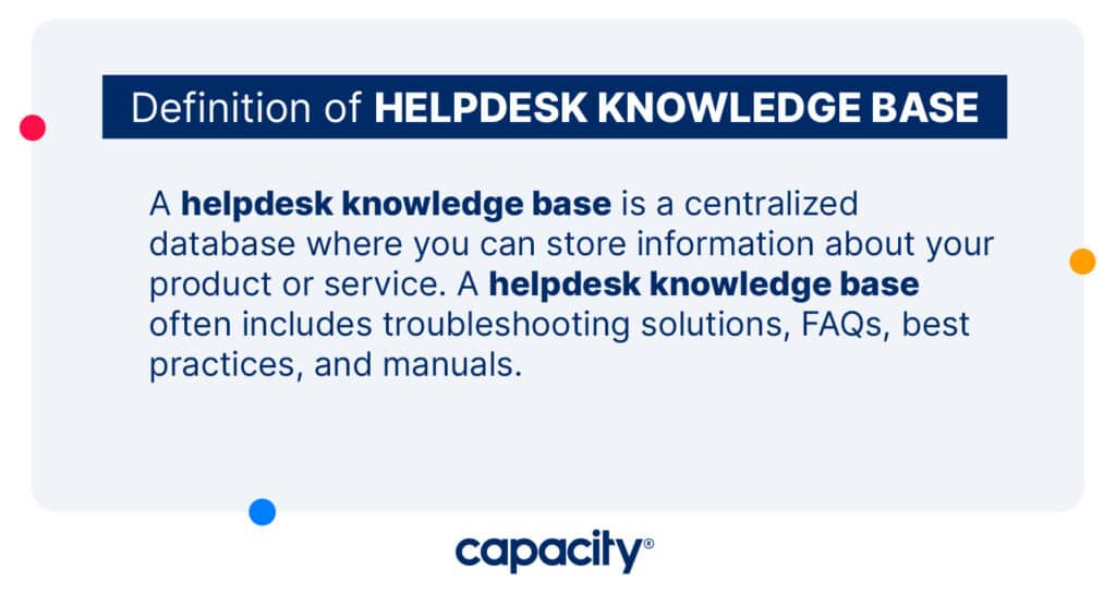 Image explaining the definition of helpdesk knowledge base.