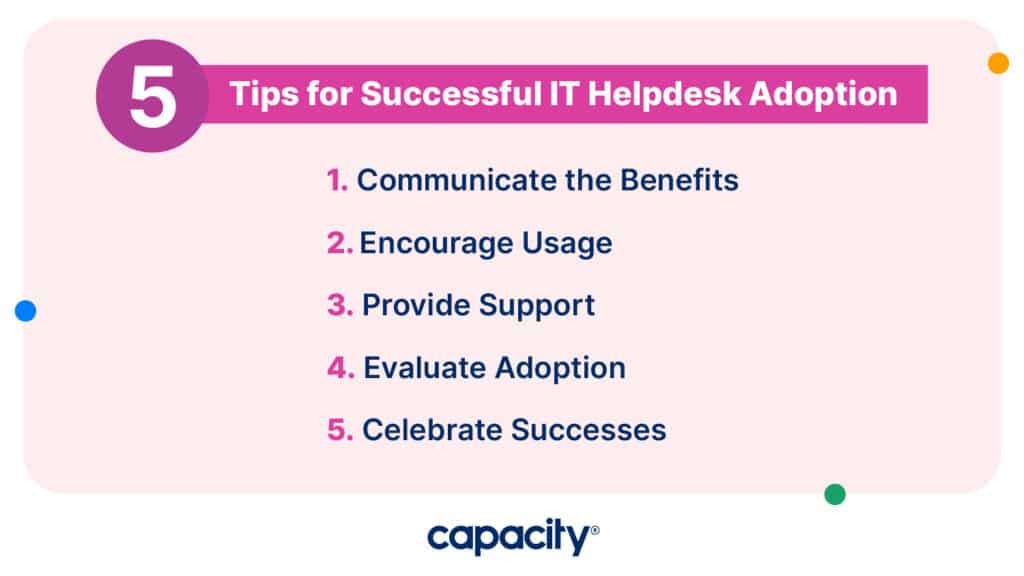 Image showing tips for a successful IT helpdesk adoption.