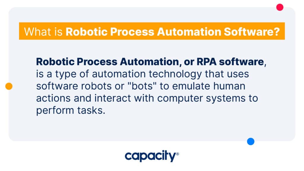 Image showing the definition of robotic process automation software.