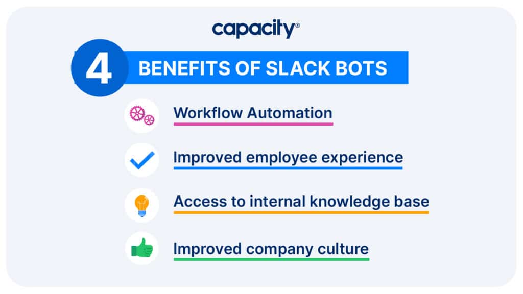 Image showing the benefits of Slack bots.