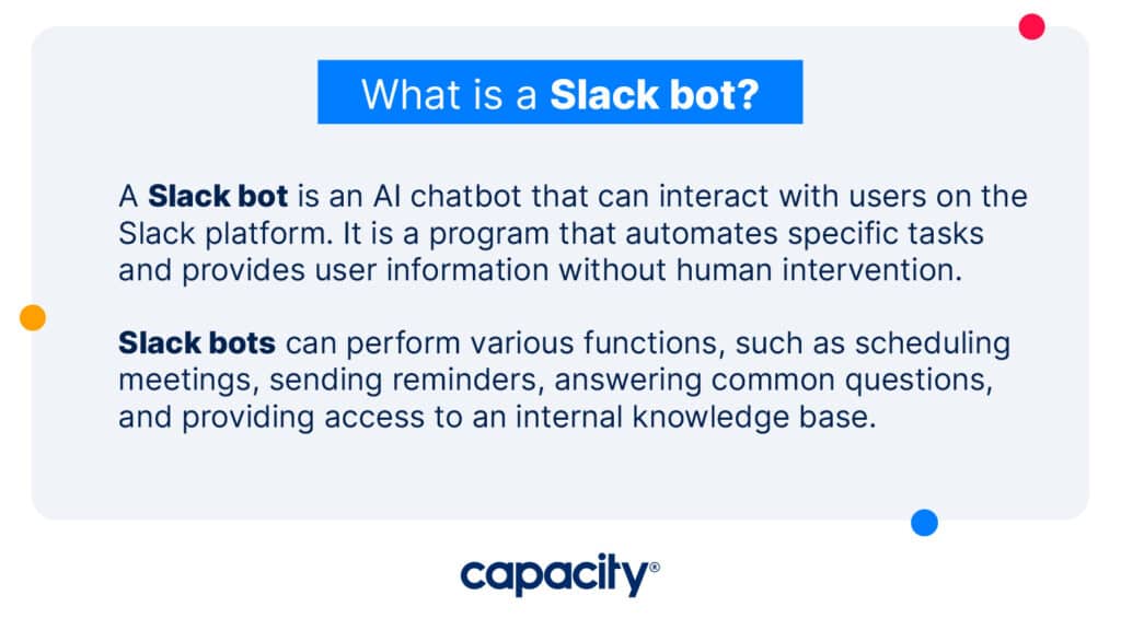 Image explaining the definition of a Slack bot.