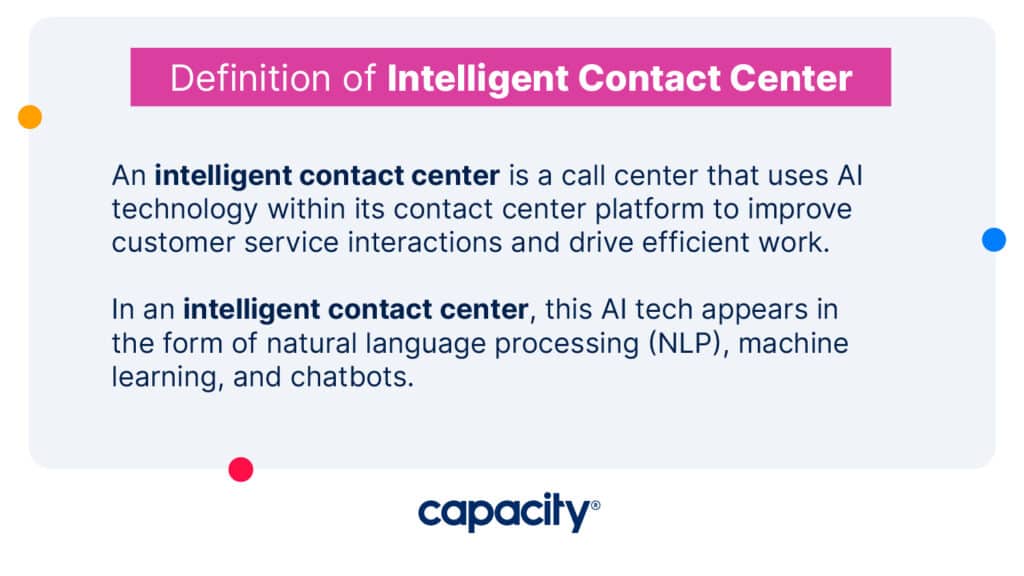 Image showing the definition of an intelligent contact center.
