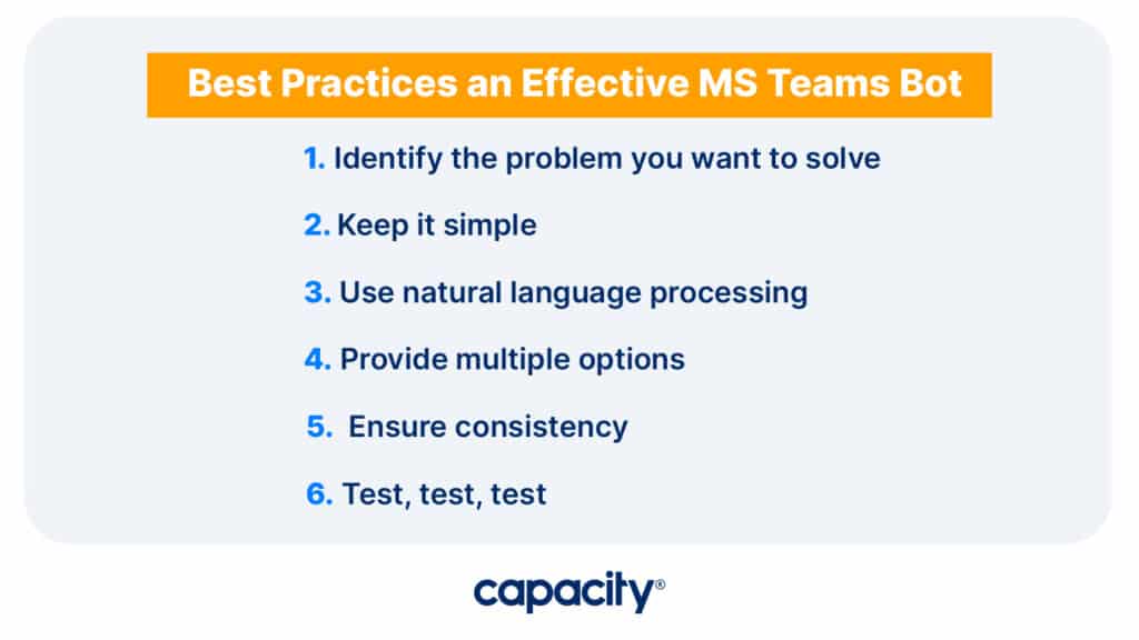 Image showing best practices for using an MS Teams bot