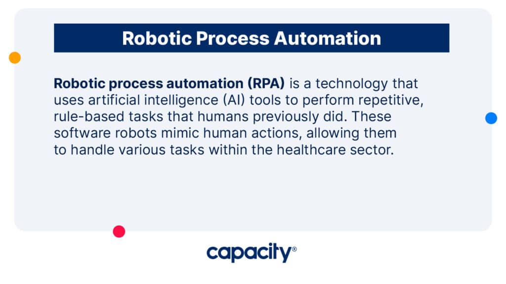 Robotic process automation healthcare definition image.