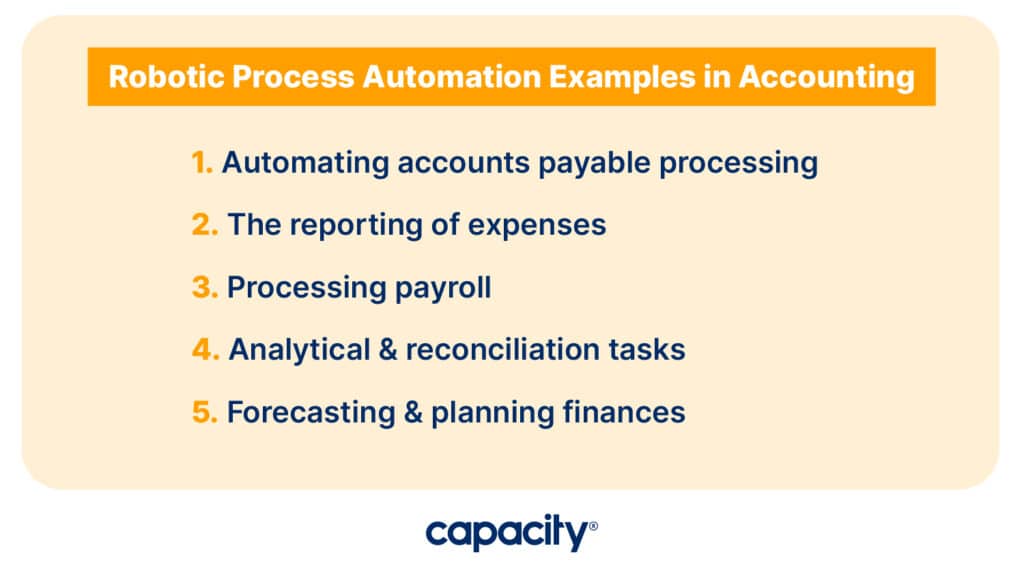 Image showing robotic process automation examples in accounting.