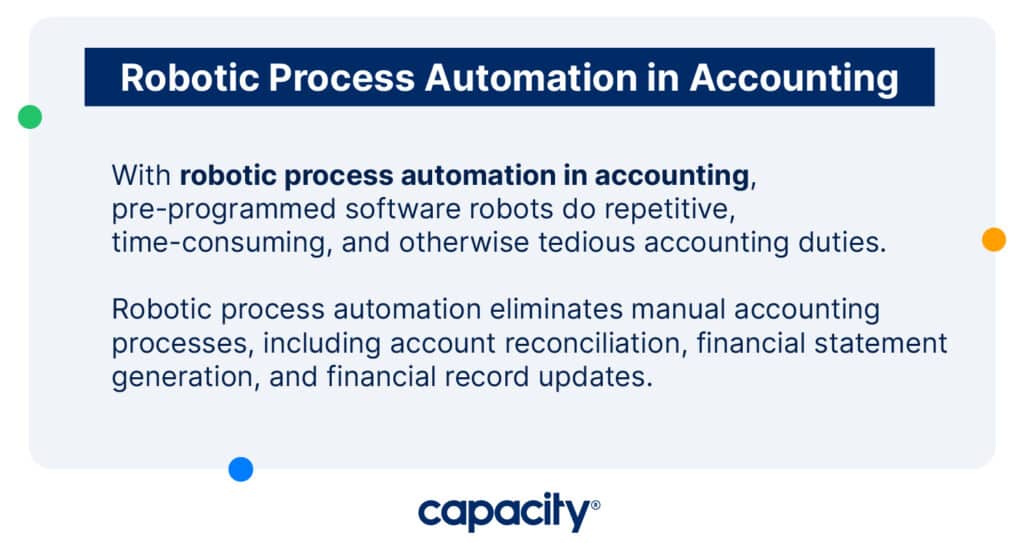 Image explaining the definition of robotic process automation in accounting.