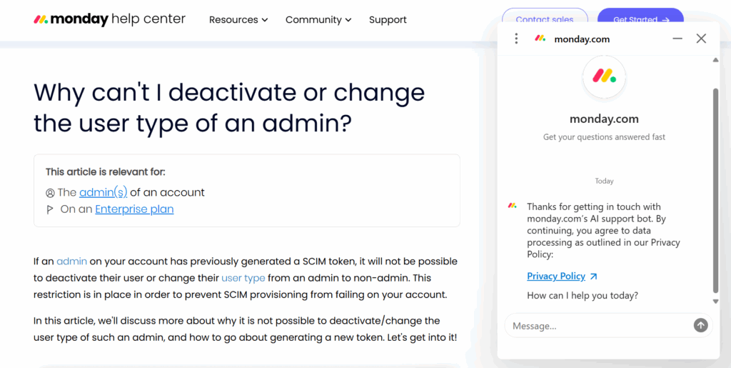 Monday knowledge base AI chatbot