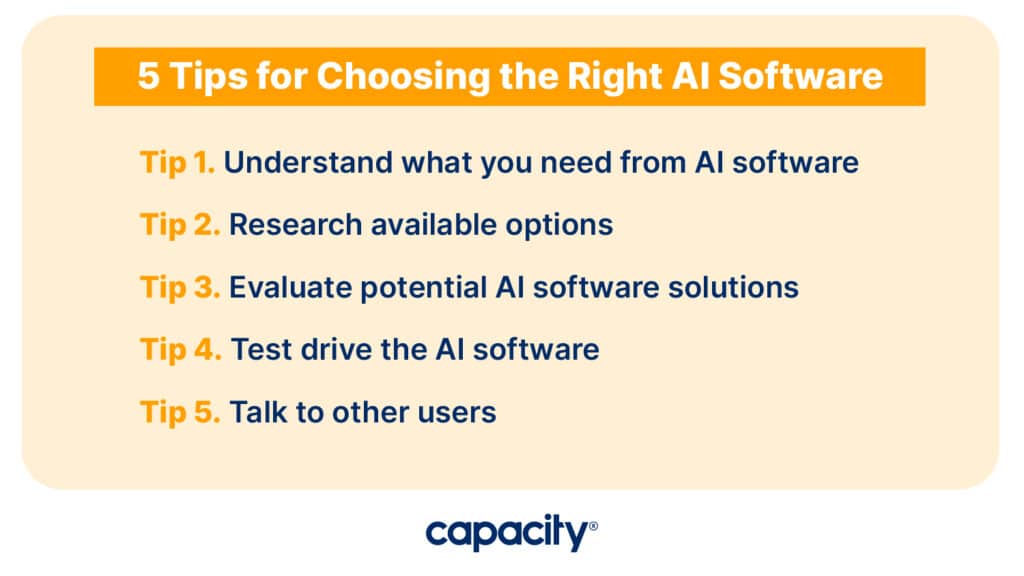 Image showing the top tips for choosing the right AI software.