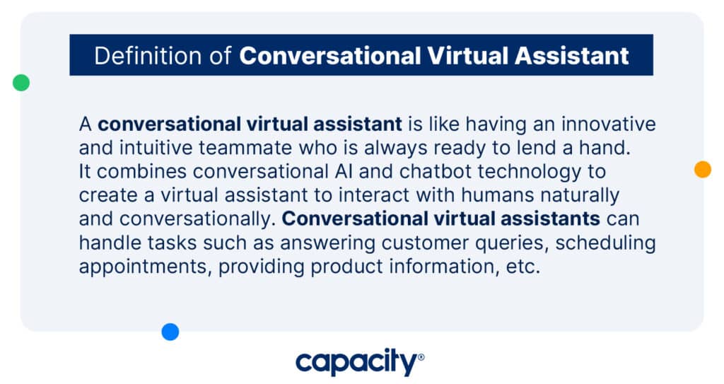 Image showing definition of a conversational virtual assistant.