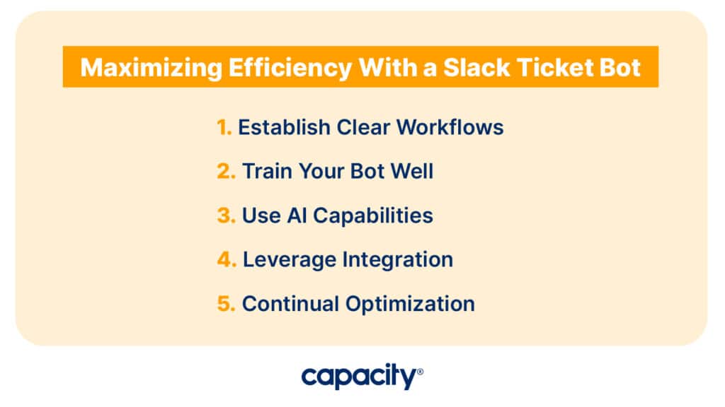 Image showing five ways to maximize efficiency with a slack ticket bot