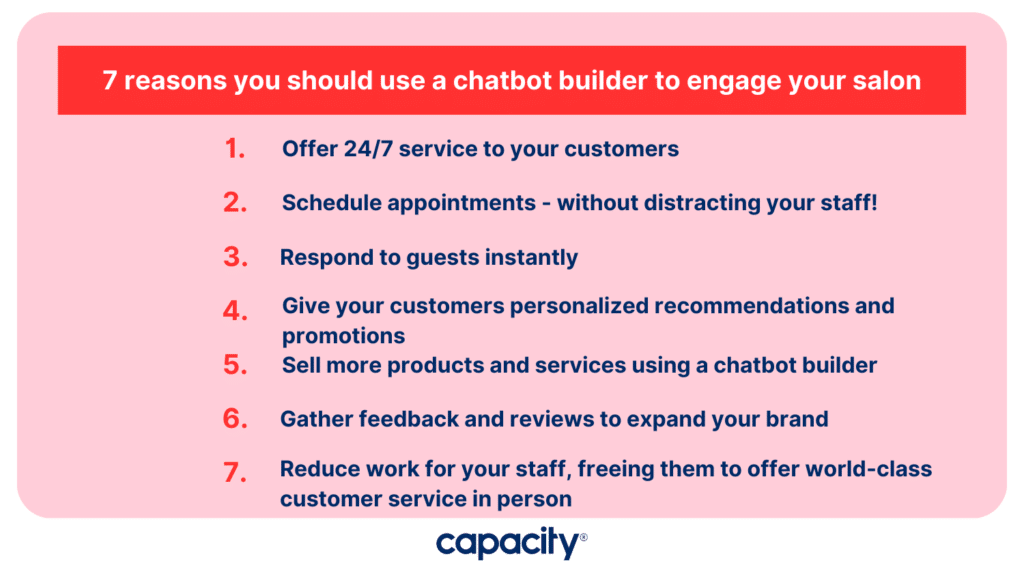 7 reasons you should use a chatbot builder to engage your salon and spa guests