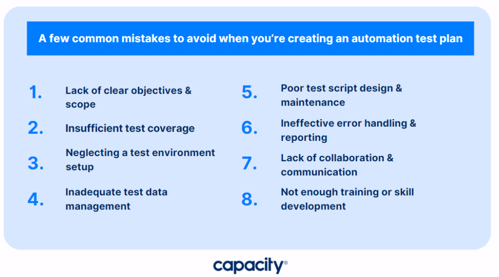 common mistakes for an automation test plan