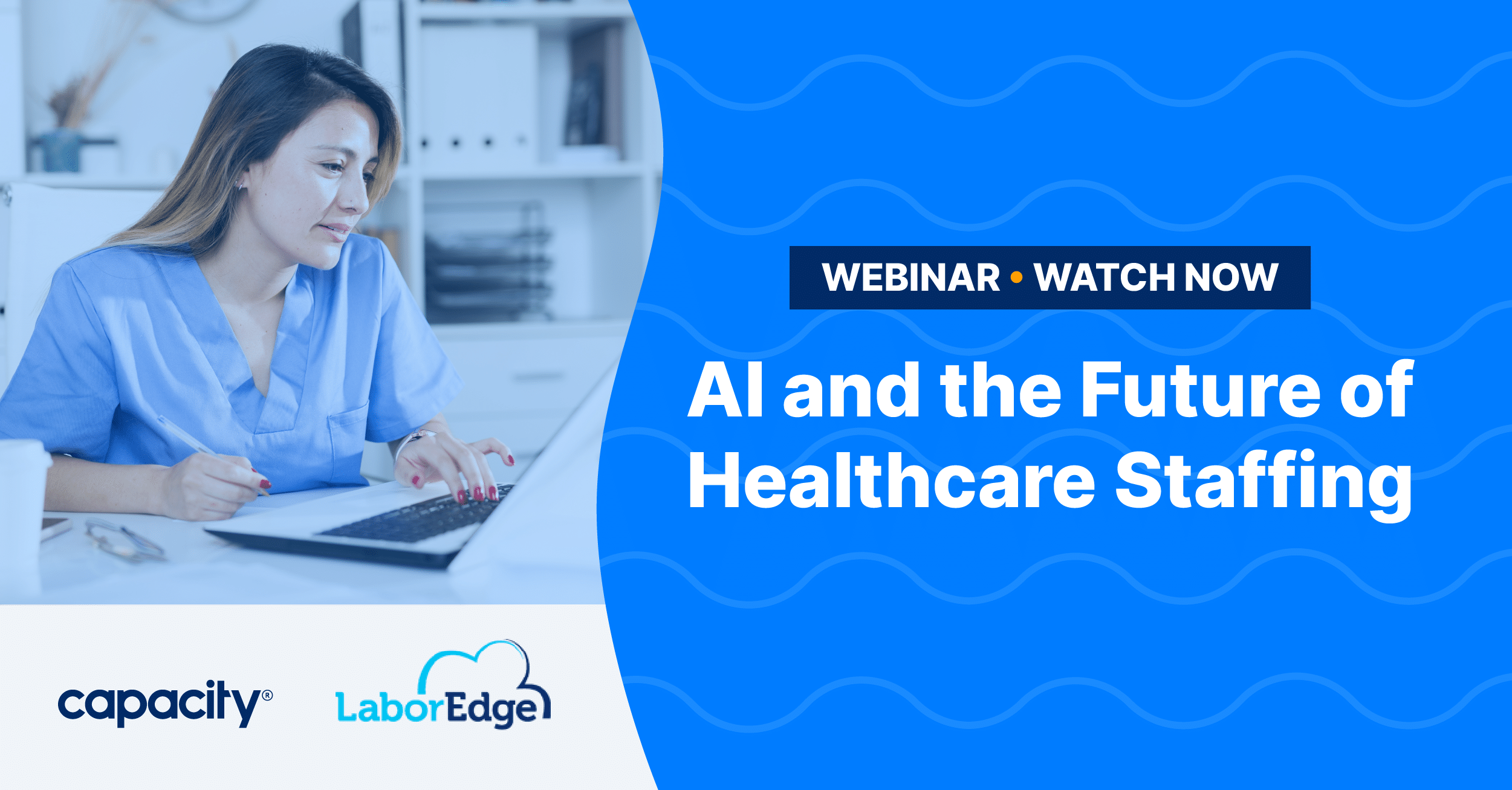 Title Graphic for Webinar: AI and the Future of Healthcare Staffing