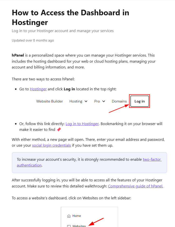 Hostinger knowledge base article