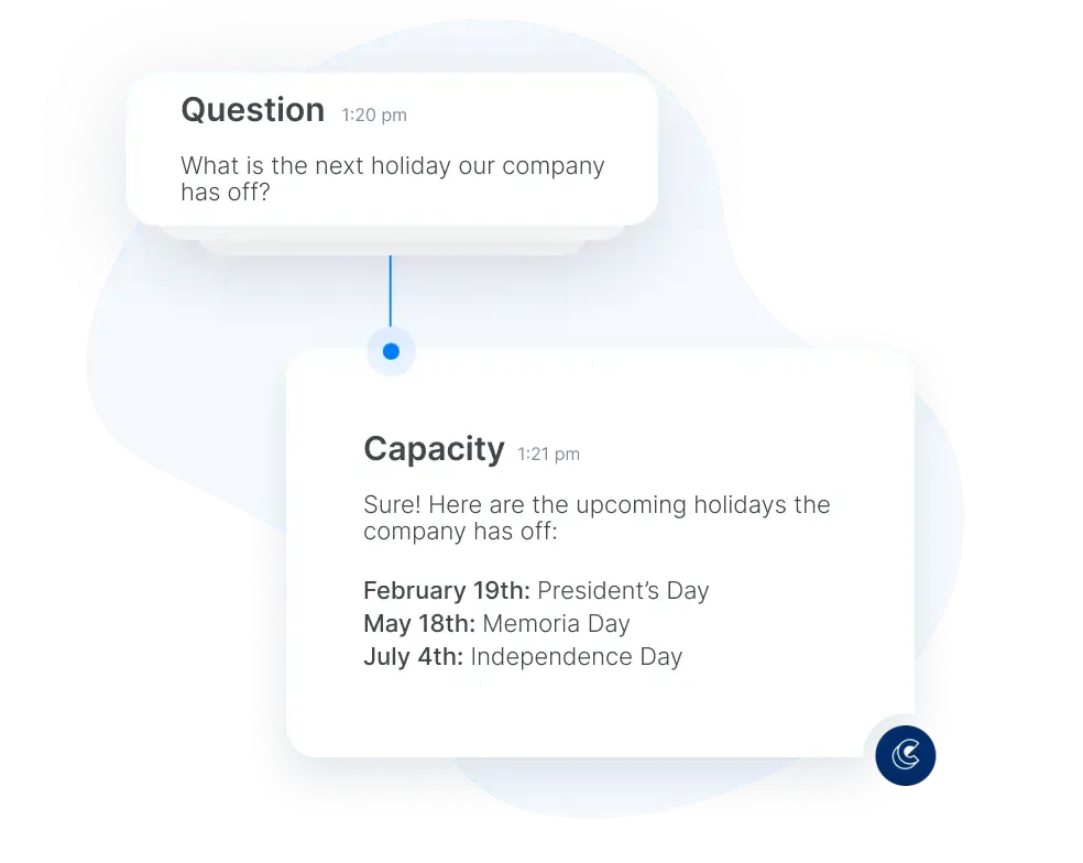 An illustration that shows how Capacity only enables the right team members to see certain information.