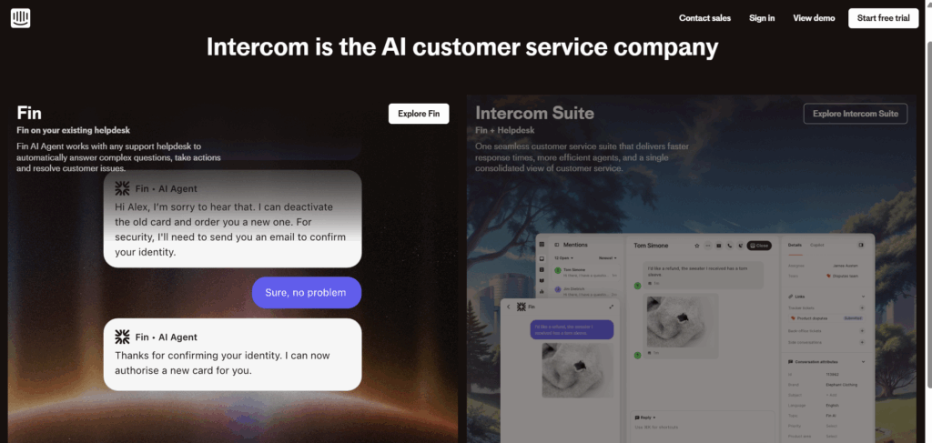 Intercom customer support solution