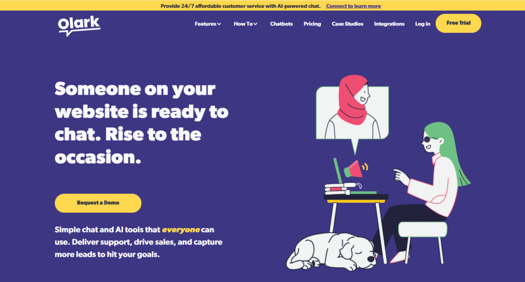Olark AI chatbots and automation tools