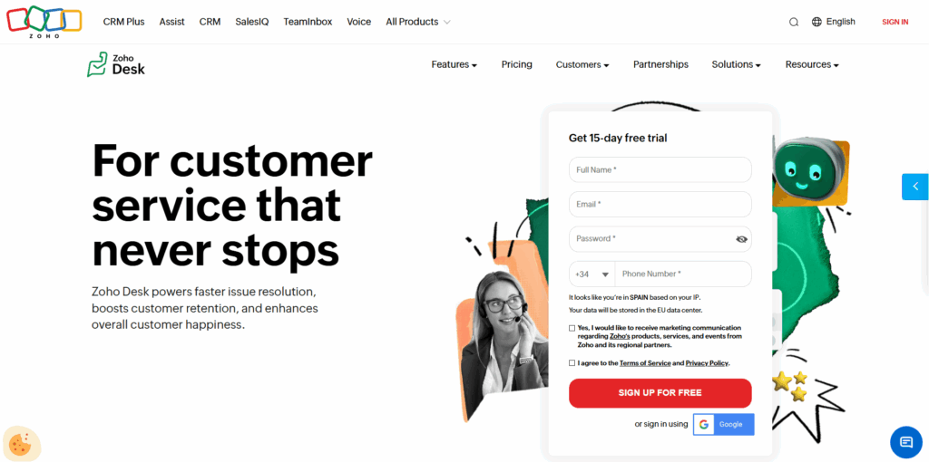Zoho Desk automated help desk platform