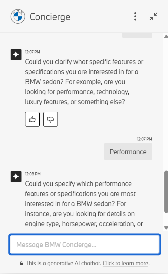 BMW AI chatbot use case