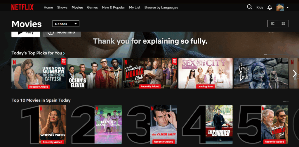 Personalized content recommendations on Netflix