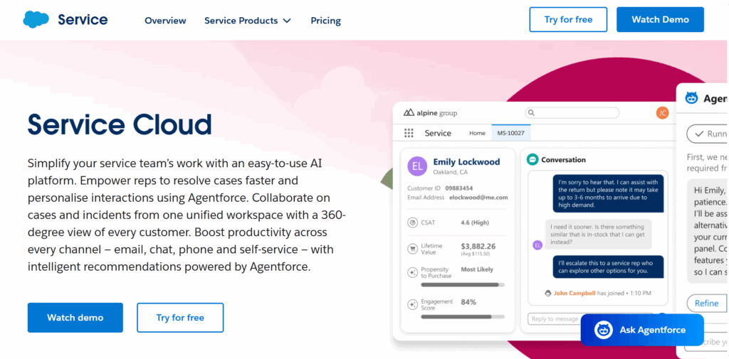 Service Cloud helpdesk system