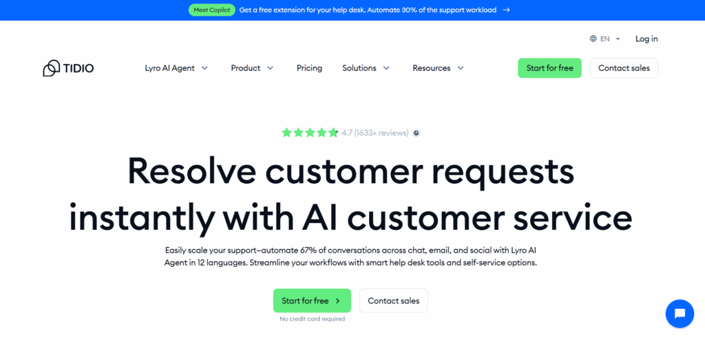 Tidio AI customer service