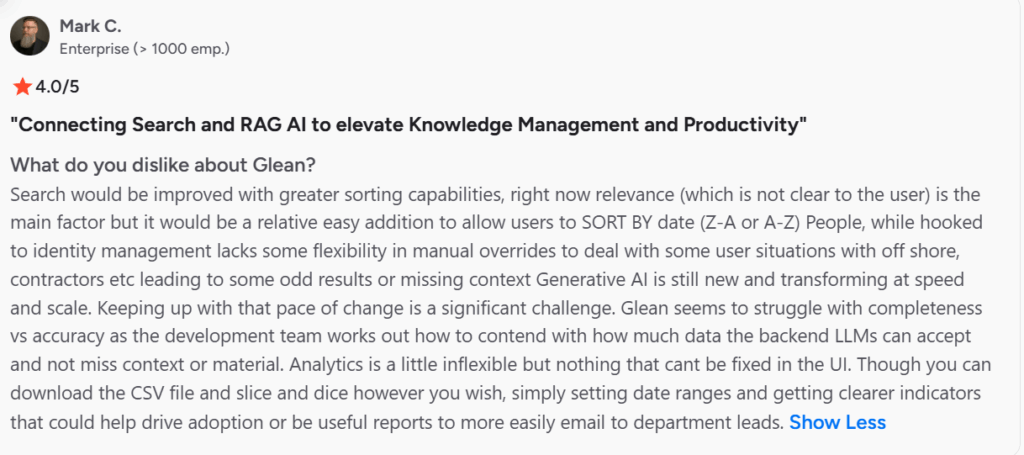 Glean customer reviews