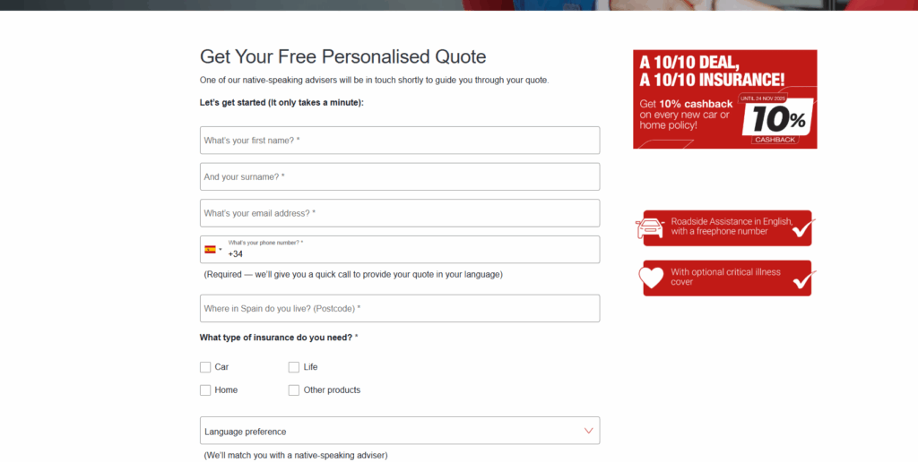 Generali Group web form