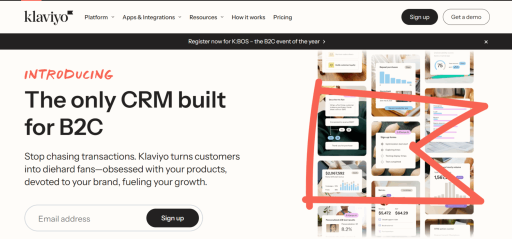 Klaviyo platform for email automation