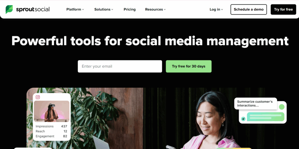 Sprout Social platform for social media leads