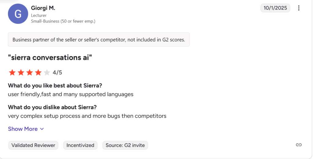What users say about Sierra AI